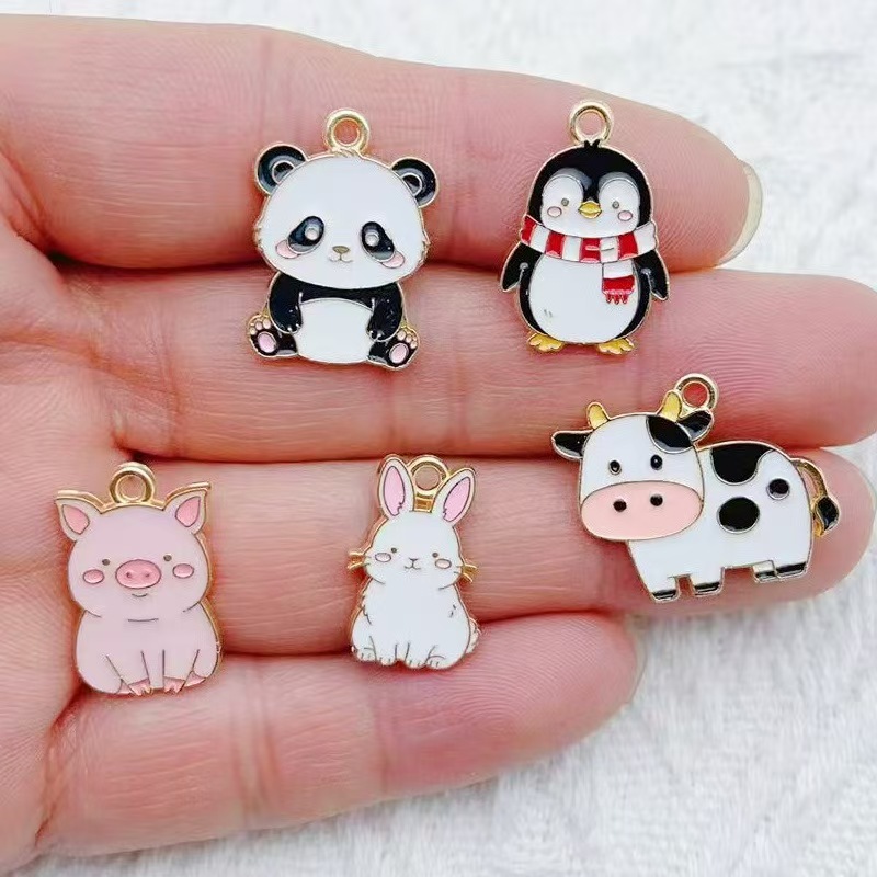 Jewelry Making Jewelry - 10 個漫画ペンギンパンダ DIY 韓国版キーホルダーペンダントネックレスペンダント合金ドリップオイルジュエリーアクセサリー