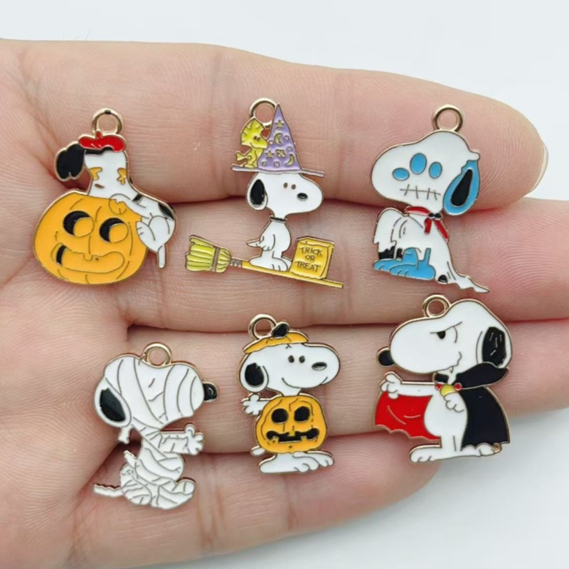 Jewelry Making Jewelry - 10 個かわいいハロウィン漫画子犬合金エナメルチャームカボチャペンダント DIY ジュエリー作成アクセサリー