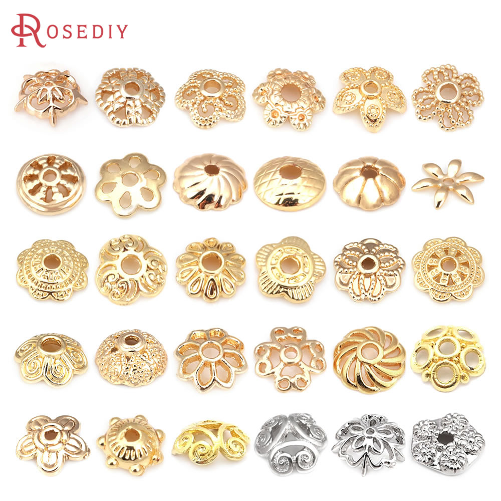 Bead Cap Flower - 18 18k ゴールドカラー真鍮フラワービーズキャップテッサルキャップジュエリーネックレスブレスレットイヤリング作成用品 Diy 所見アクセサリー