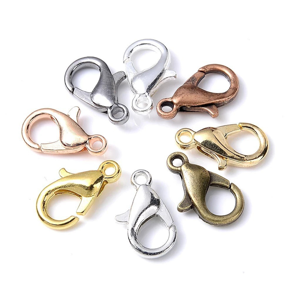 Jewelry Making School - 100個入り 9mm 12mm 14mm 亜鉛合金ロブスタークラスプ マルチサイズ