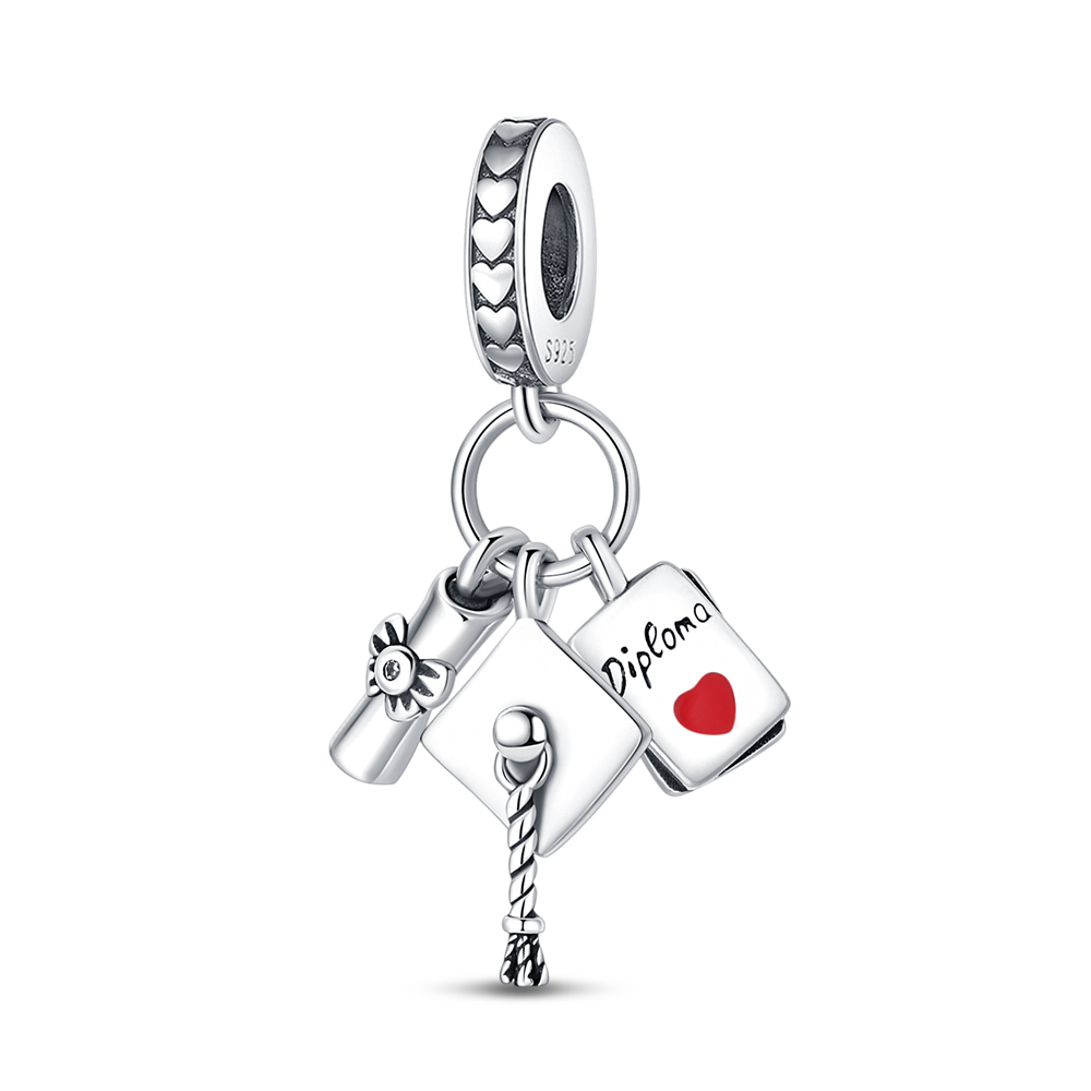 Jewelry Making Diploma - チャーム卒業帽子卒業証書タグビーズフィットチャーム925シルバーブレスレット女性用学生卒業ジュエリー作りDIY