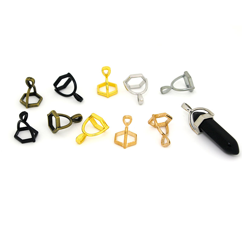 Jewelry Making School - 20 個六角形の宝石キャップ天然石クリスタル柱ペンダントキャップジュエリーメイキング用ペンダントネックレスコネクタクラスプ DIY