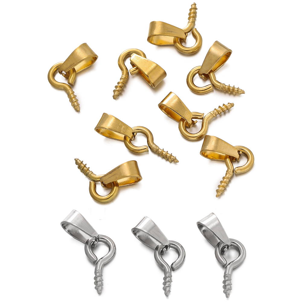 Jewelry Making Charms - 20セットのステンレス鋼製ベイルクラスプ、ネジ式アイピン、エンドペンダントチャーム、ダングルクラスプコネクター、DIYジュエリー製作用 ﻿