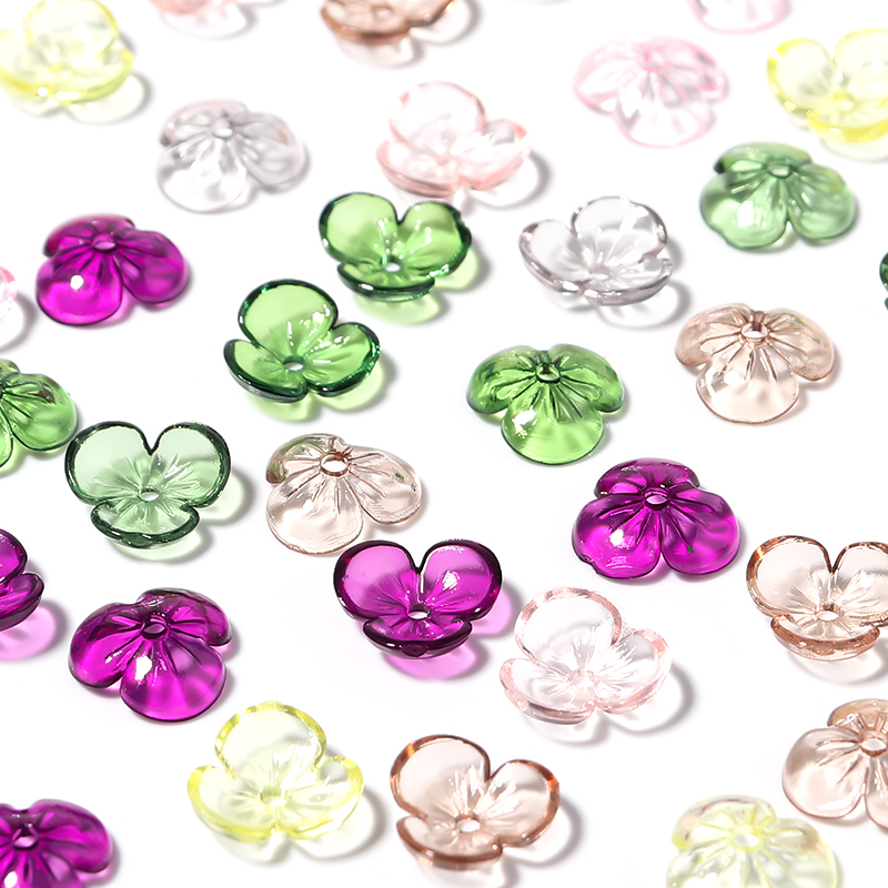 Bead Cap Flower - ジュエリー作り用の透明な樹脂花びらビーズ,花のモチーフ,ゆるいビーズキャップ,ネックレスとブレスレット,20ピース/ロット