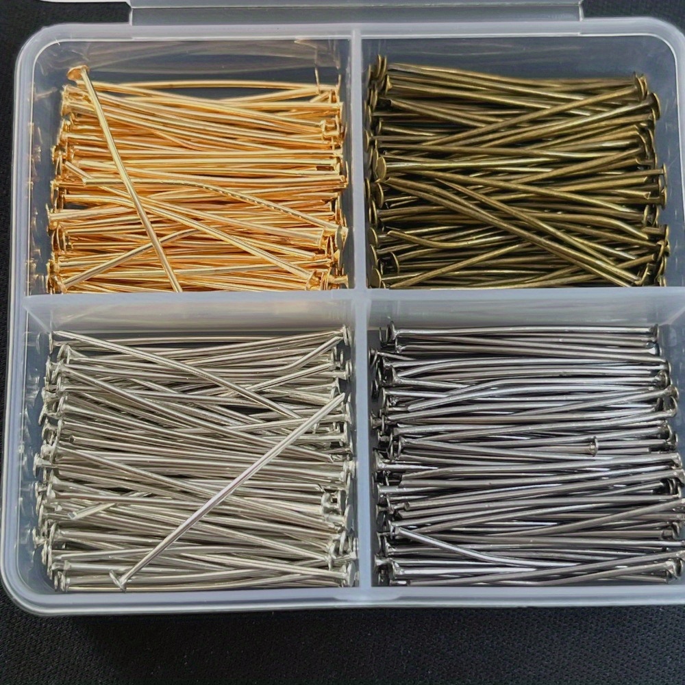 Jewelry Making Box - 400個入り混合鉄製ヘッドピン 30mm フラットヘッド 鉄素材 1箱 ジュエリー製作アクセサリー