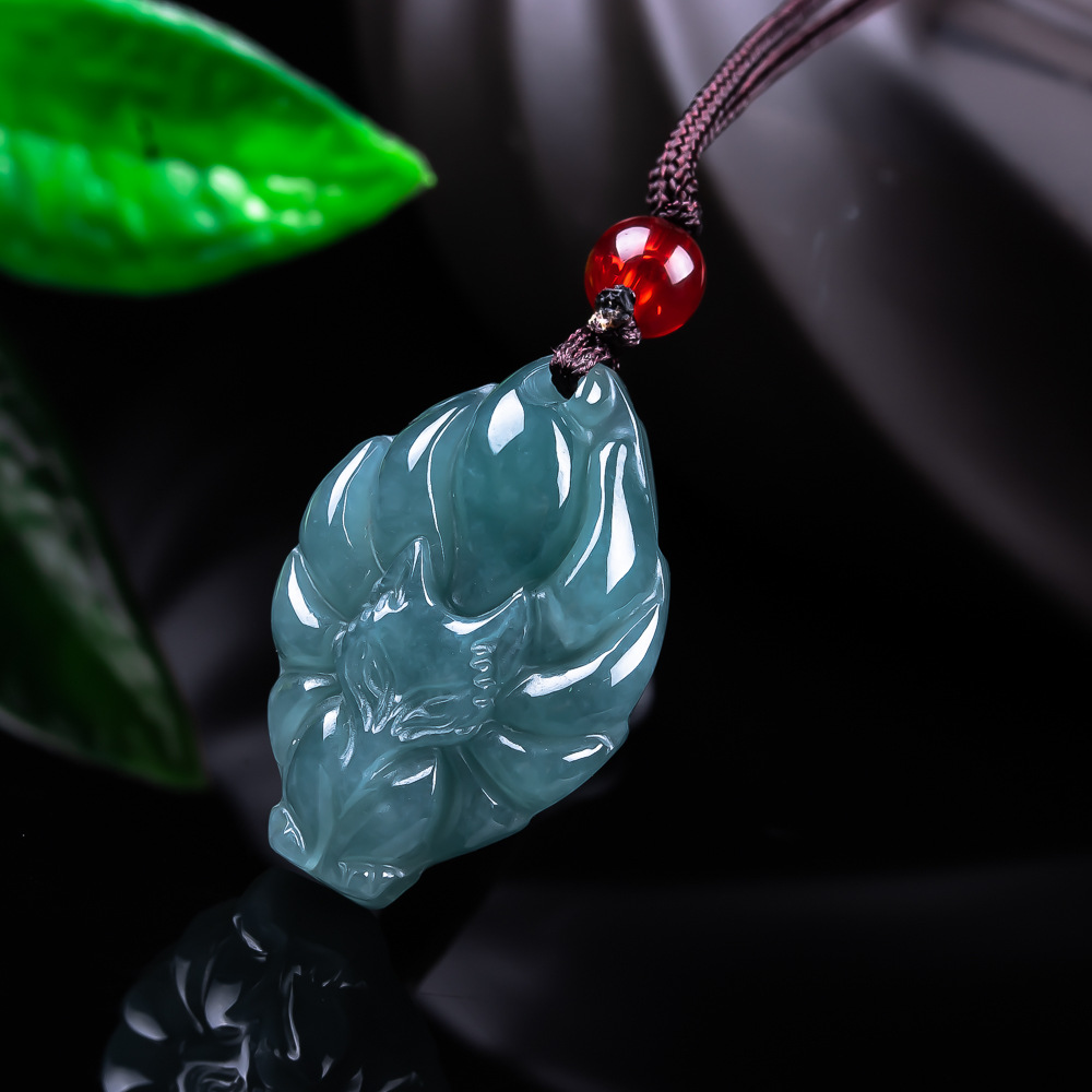 Jewelry Making Jewelry - 天然ビルマ翡翠フォックスペンダントネックレスヴィンテージアクセサリー宝石本物の翡翠デザイナーファッションジュエリー女性へのギフト