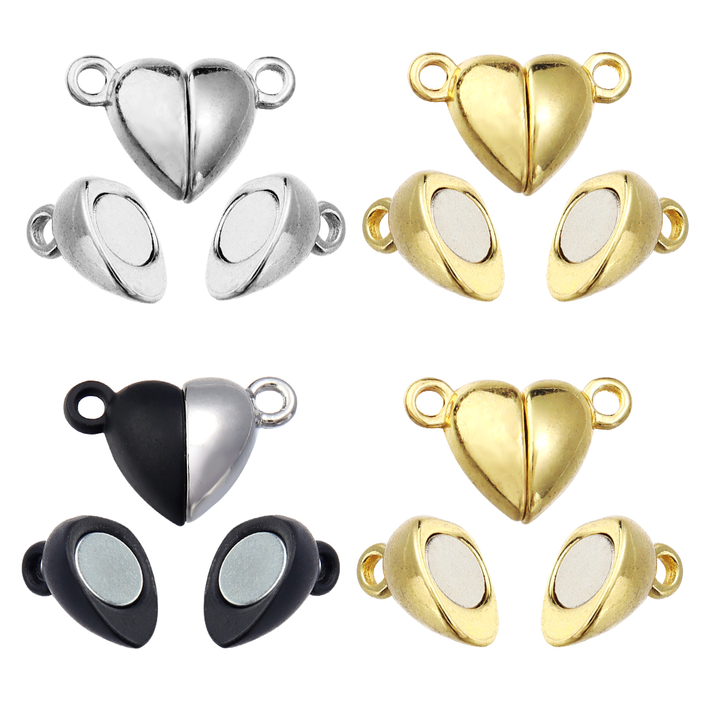 Jewelry Making School - 5 ピース/ロット合金ラブハート型磁気クラスプネックレスブレスレット用マグネットエンドクラスプコネクタ DIY ジュエリー作成用品