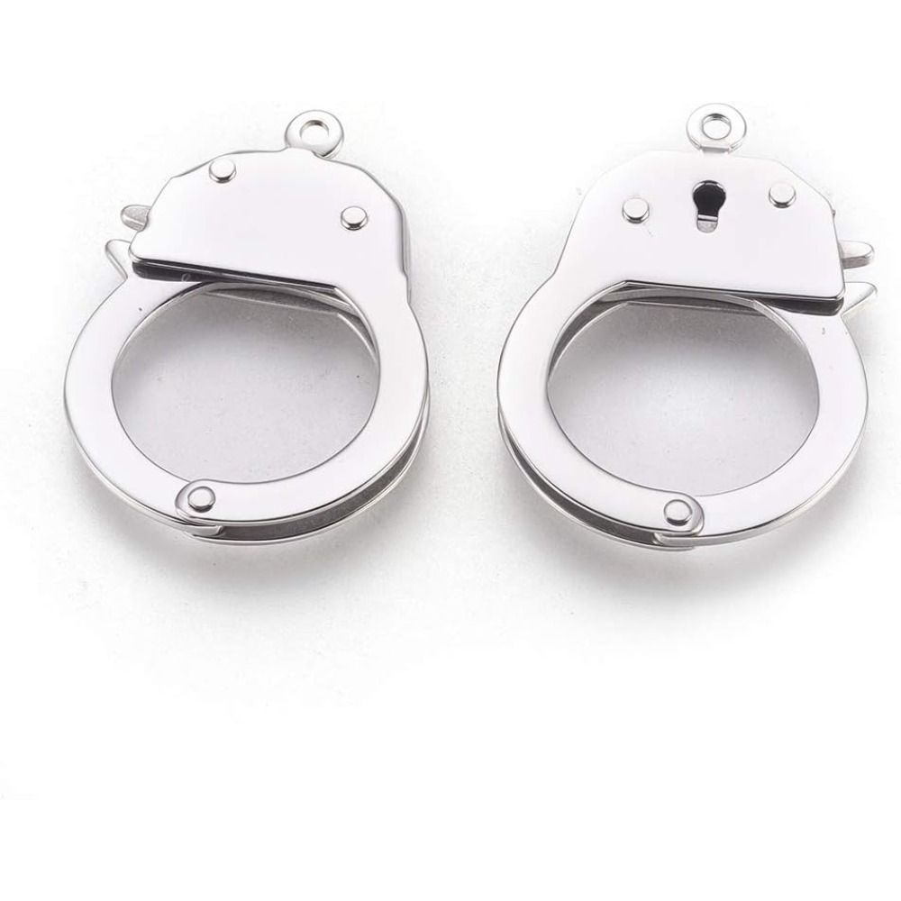 Jewelry Making Charms - 1個 ステンレス製 手錠型留め金具 トリガー式 隠しスナップ留め金具 ファスナーフック