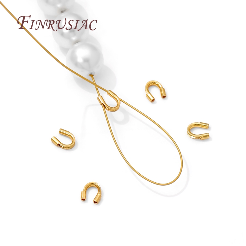 Jewelry Making Gold Wire - 18K金メッキ保護エンドキャップ（プロテクター）ロープ用、ワイヤープロテクターU字型留め具ジュエリー製作用品用