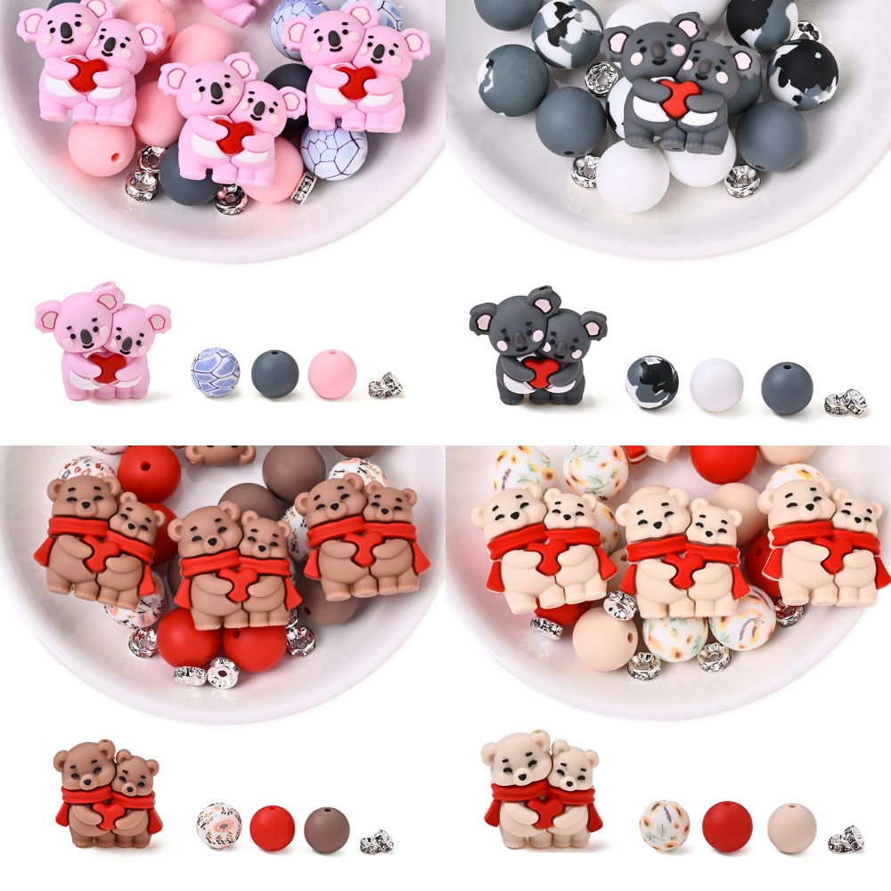 Jewelry Making For Dummies - 15/75個入り 動物シリコンビーズセット 可愛いフォーカルビーズ おしゃぶりチェーン ダミークリップ ジュエリー製作