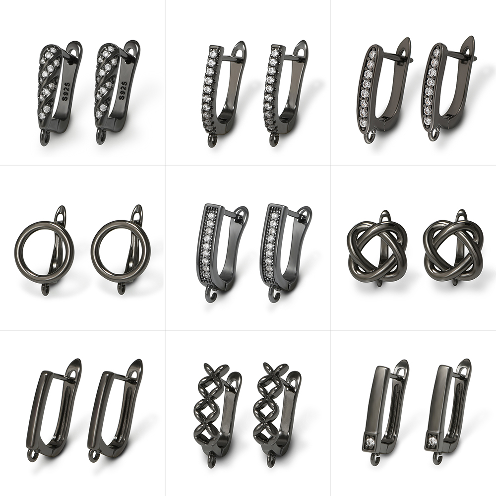 Jewelry Making School - YANASI 1 ペアガンブラック真鍮イヤリングフック DIY 女性ジュエリー作成用品所見アクセサリー抗アレルギー
