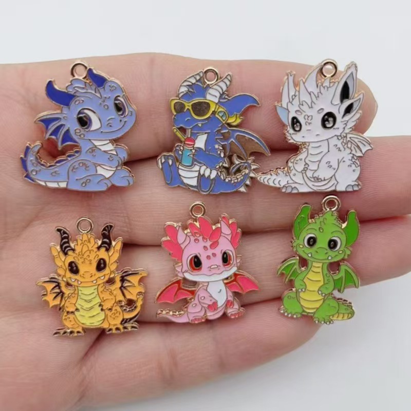 Jewelry Making Jewelry - 10 個パーソナライズされたリトルフライングドラゴン DIY 漫画ドリップオイルジュエリーアクセサリーシングルハンギングかわいいペンダントイヤリングネックレス K