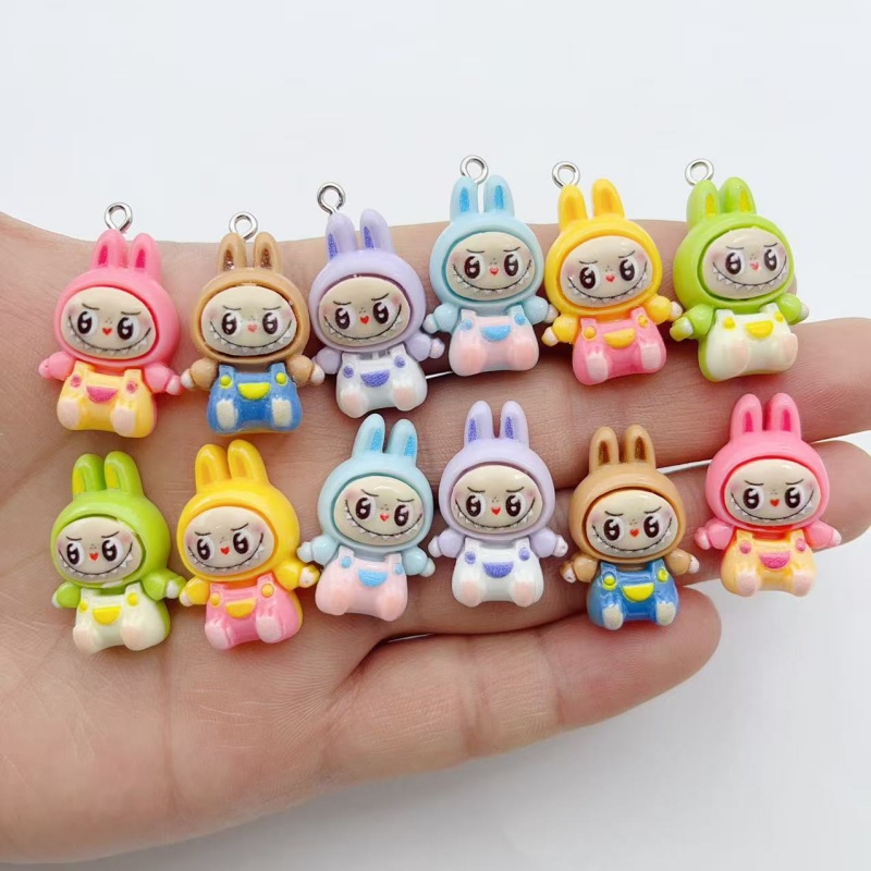 Jewelry Making Charms - 10 個かわいいウサギイチゴハウス樹脂チャーム素敵な漫画の動物ペンダントイヤリングキーホルダー DIY ジュエリーメイク用