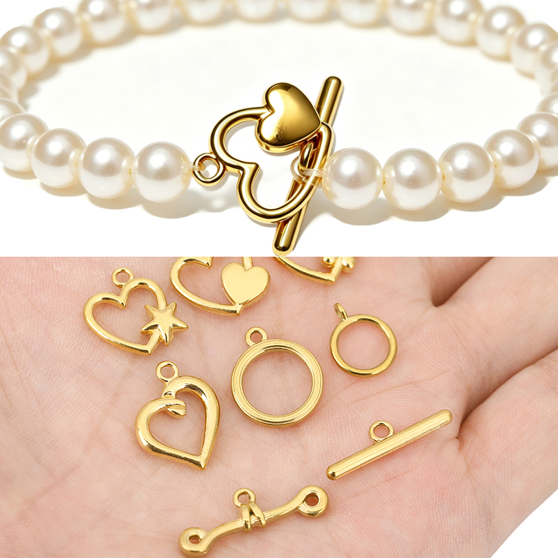 Jewelry Making School - 5セットPVD加工ステンレス鋼OTクラスプトグルブレスレットフックエンドネックレスコネクターDIYジュエリー製作アクセサリー用
