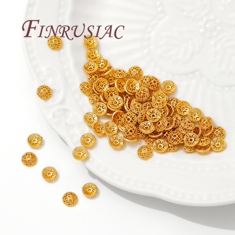 Bead Cap Flower - 6mm 18K金メッキビーズキャップ ブレスレット用、フラワービーズキャップ、ジュエリー製作、DIYアクセサリー、スペーサービーズ