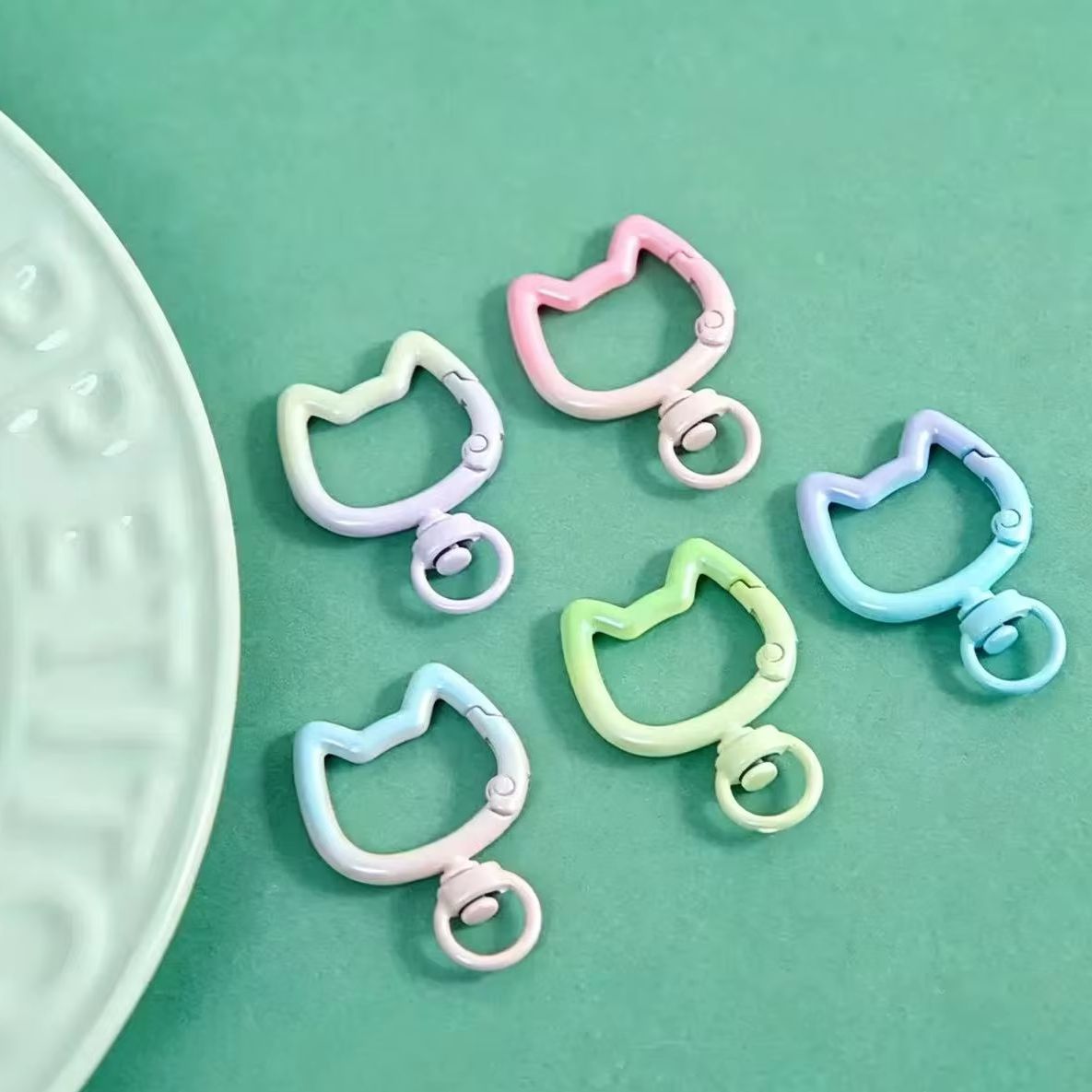 Jewelry Making School - 5-10 個グラデーションかわいい猫クラスプ開閉可能なコネクタカラビナキーチェーン DIY キーホルダージュエリー作成用品工芸品