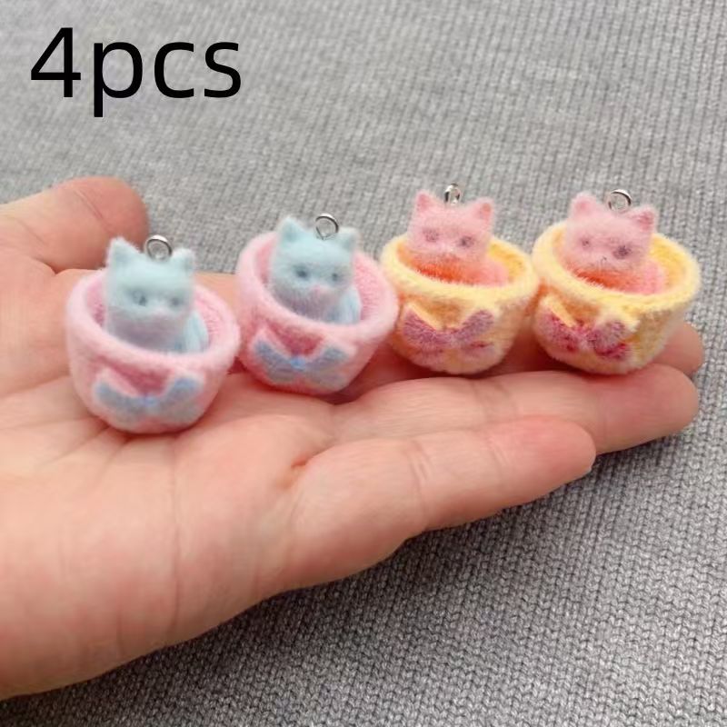 4個入り3Dぬいぐるみ樹脂製猫ペンダント、DIYジュエリー製 - Jewelry Making Jewelry のレビューと価格