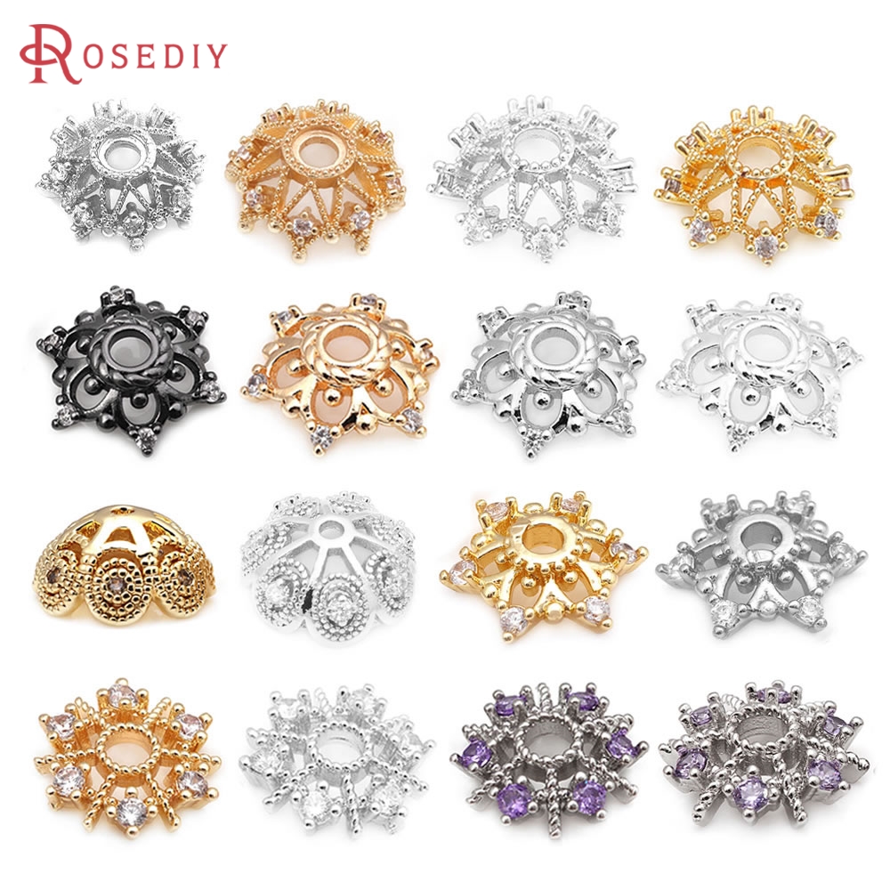 18K ゴールドカラー真鍮とジルコンフラワービーズキャップ高 - Bead Cap Flower のレビューと価格