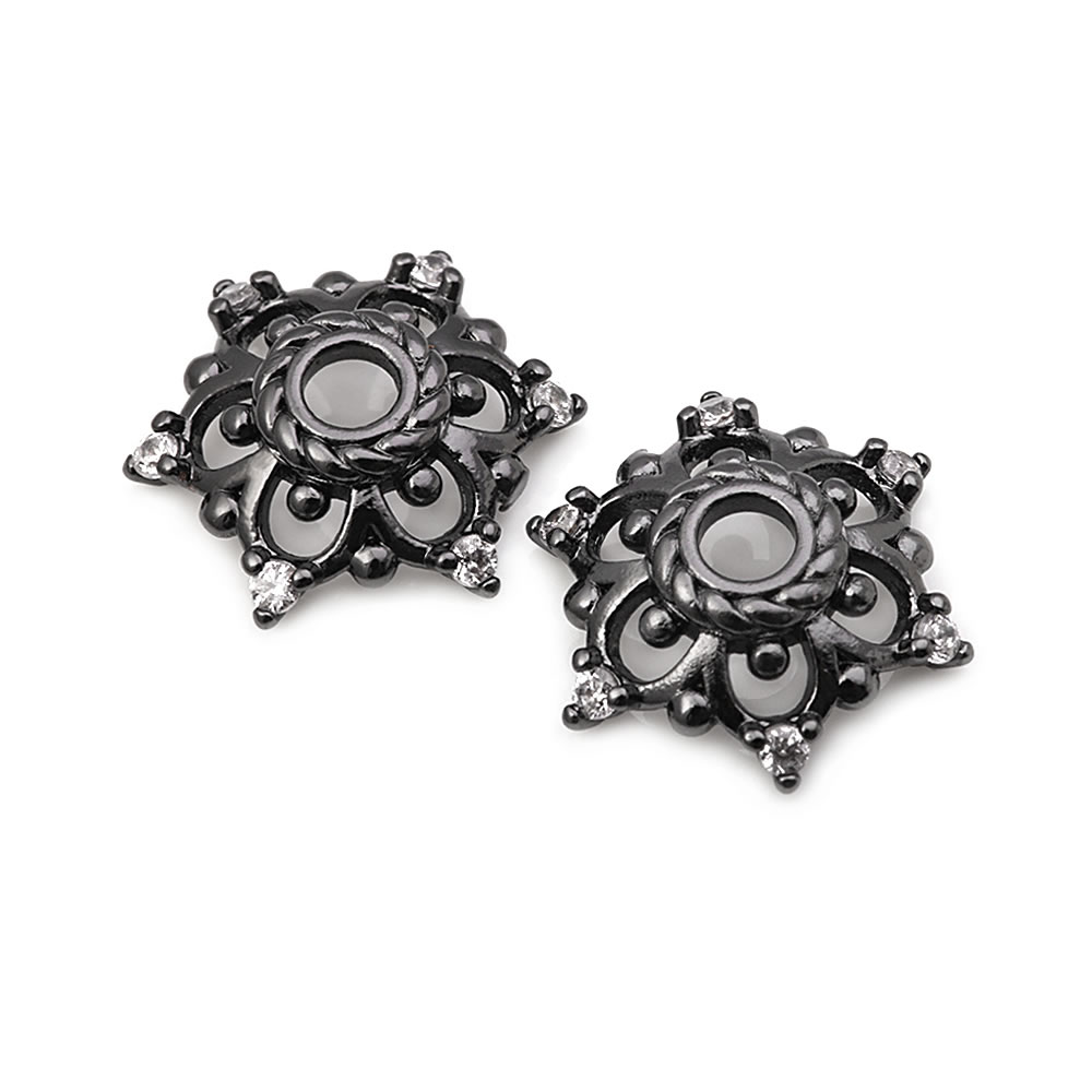 18K ゴールドカラー真鍮とジルコンフラワービーズキャップ高 - Bead Cap Flower のレビューと価格