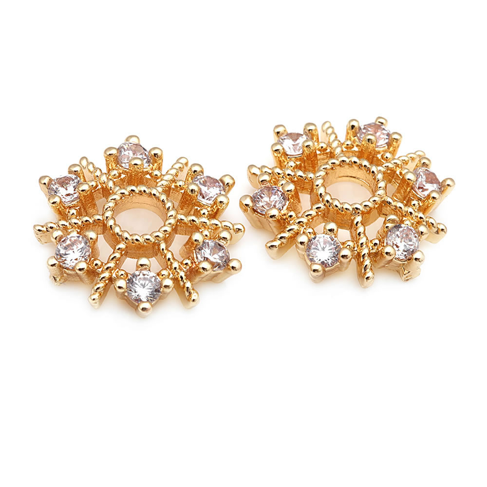 18K ゴールドカラー真鍮とジルコンフラワービーズキャップ高 - Bead Cap Flower のレビューと価格