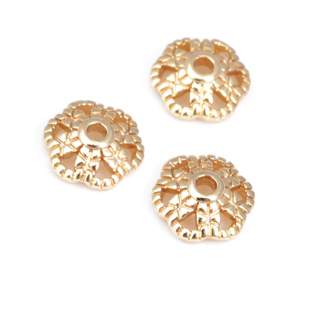 18 18k ゴールドカラー真鍮フラワービーズキャップテッサ - Bead Cap Flower のレビューと価格