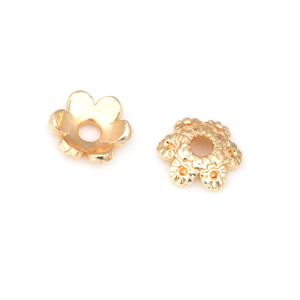 18 18k ゴールドカラー真鍮フラワービーズキャップテッサ - Bead Cap Flower のレビューと価格
