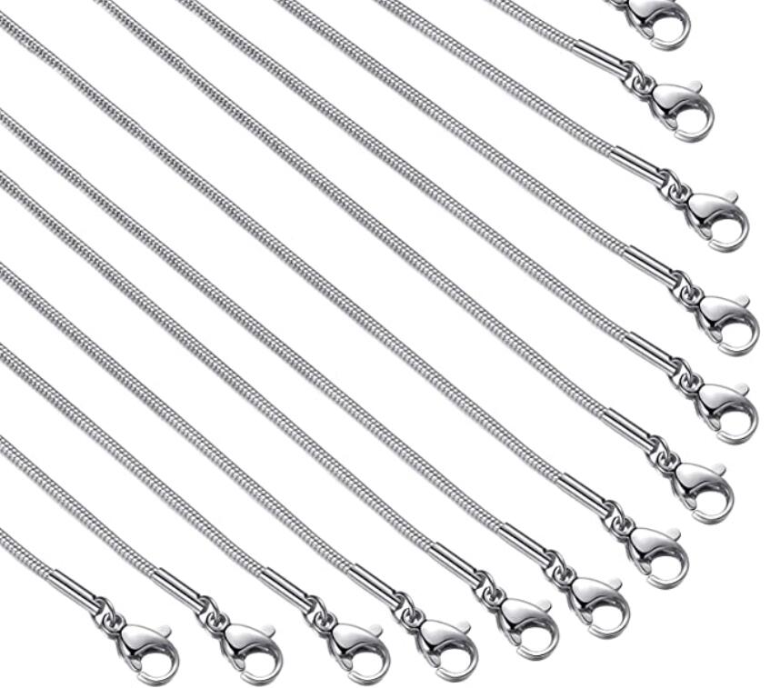 10 個ロットバルクステンレス鋼ラウンドスネークチェーンネッ - Jewelry Making Singapore のレビューと価格