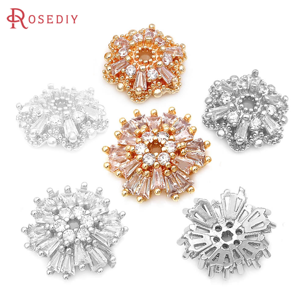 18K ゴールドカラー真鍮ジルコンフラワービーズキャップ高品 - Bead Cap Flower のレビューと価格