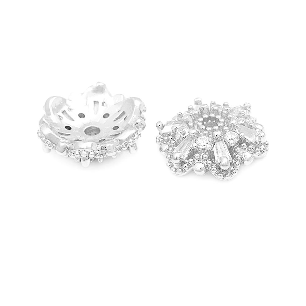 18K ゴールドカラー真鍮ジルコンフラワービーズキャップ高品 - Bead Cap Flower のレビューと価格