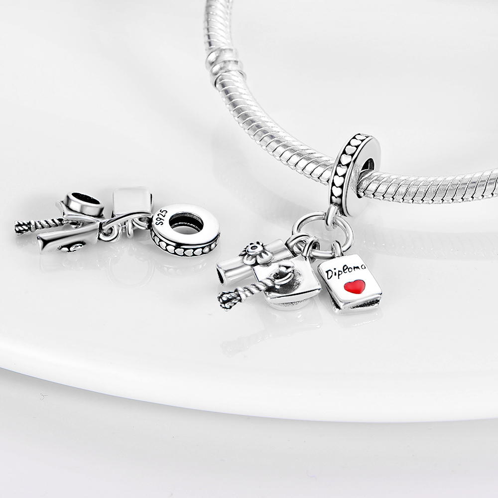 チャーム卒業帽子卒業証書タグビーズフィットチャーム925シル - Jewelry Making Diploma のレビューと価格
