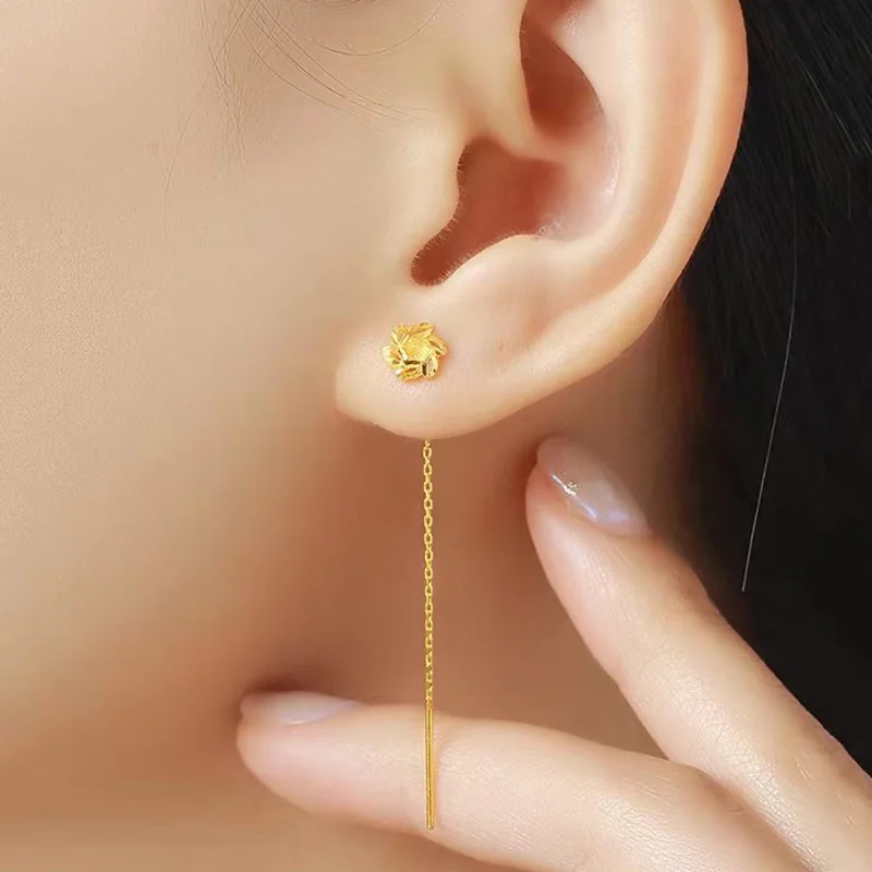 女性用クローバーイヤリング,ゴールドカラー,金メッキ,ブライ - Jewelry Making Gold Wire のレビューと価格