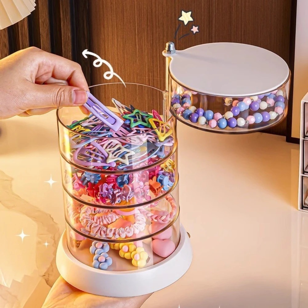 360度回転式クリアヘアアクセサリーオーガナイザー、コンパク - Jewelry Making Box のレビューと価格