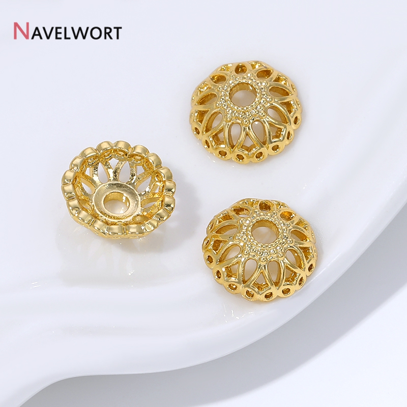 18K金メッキ真鍮製9mmフラワービーズキャップ（ジュエリー - Bead Cap Flower のレビューと価格