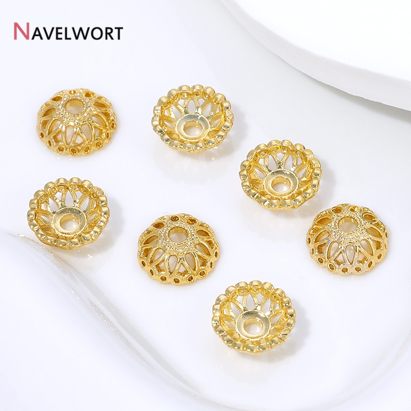 18K金メッキ真鍮製9mmフラワービーズキャップ（ジュエリー - Bead Cap Flower のレビューと価格