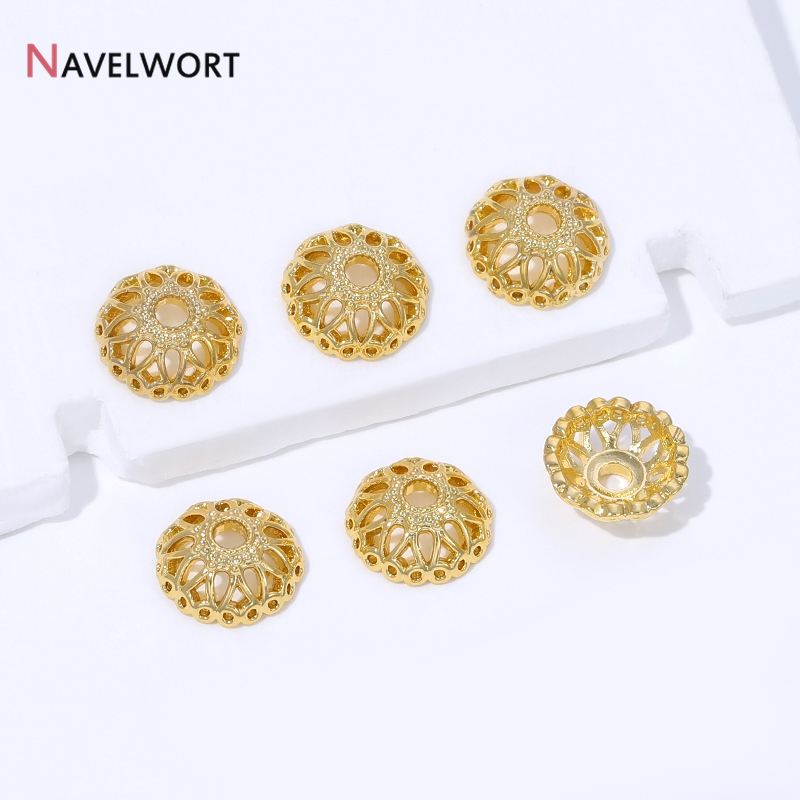 18K金メッキ真鍮製9mmフラワービーズキャップ（ジュエリー - Bead Cap Flower のレビューと価格