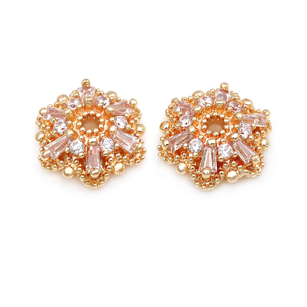 18K ゴールドカラー真鍮ジルコンフラワービーズキャップネッ - Bead Cap Flower のレビューと価格