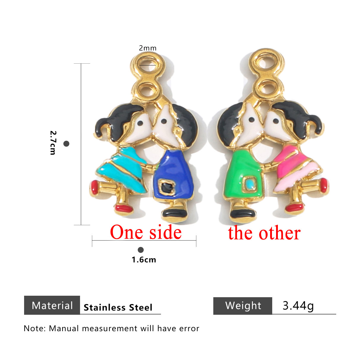 2 個ステンレス鋼チャームカップルピンクエナメルゴールドメッ - Jewelry Making For Couples のレビューと価格