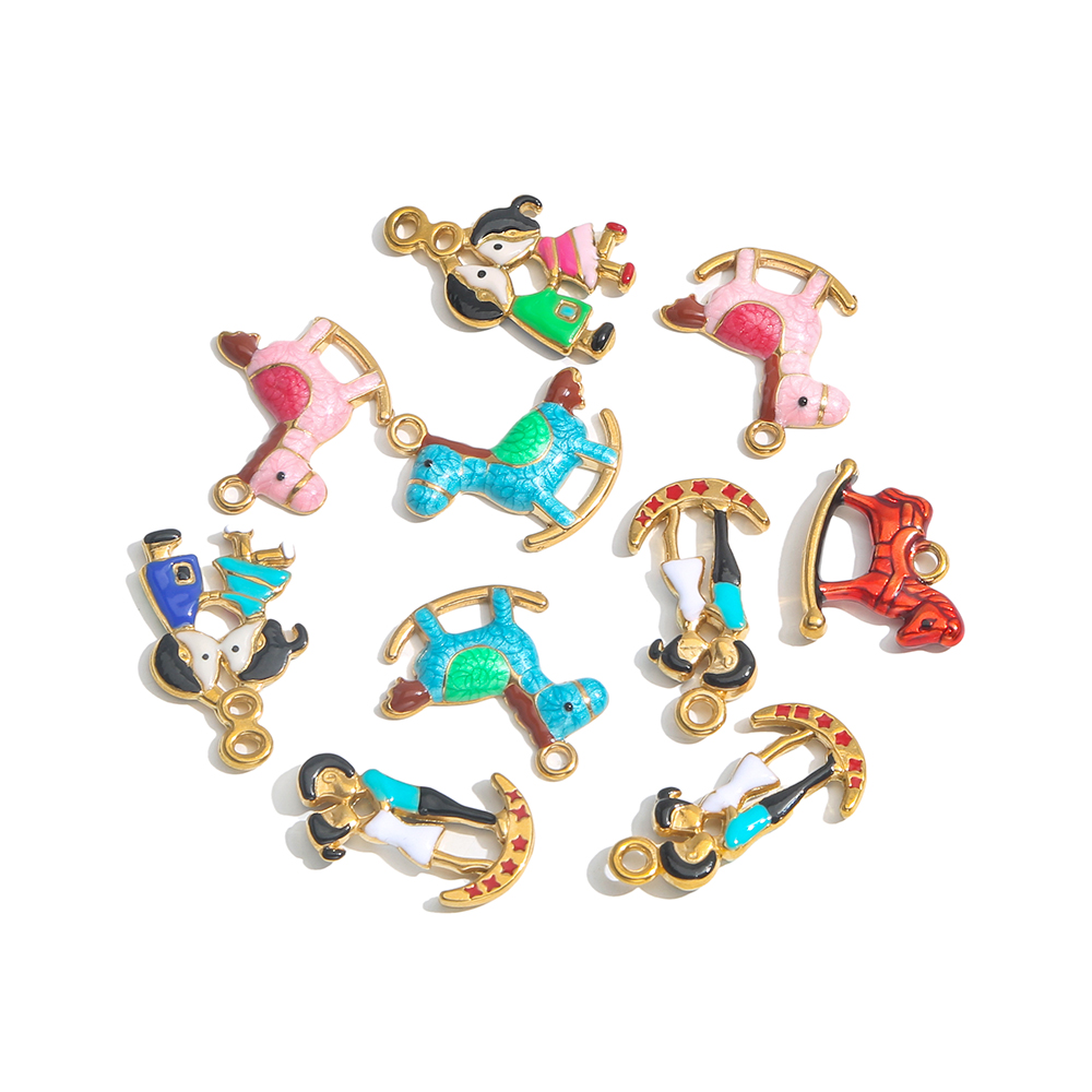 2 個ステンレス鋼チャームカップルピンクエナメルゴールドメッ - Jewelry Making For Couples のレビューと価格