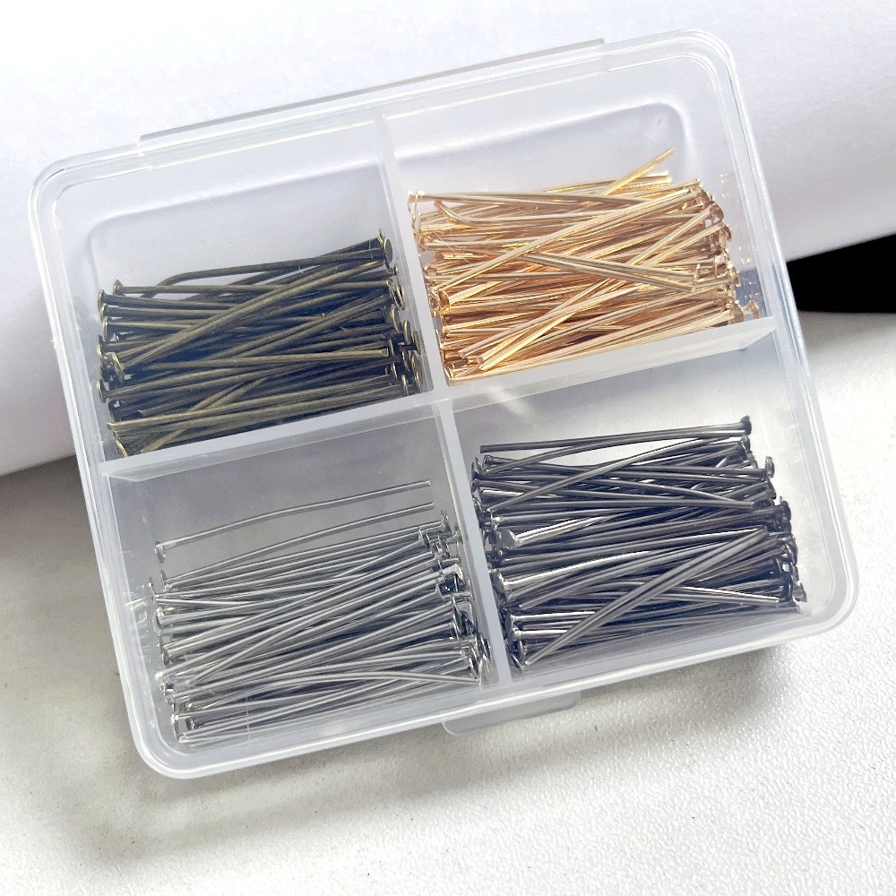 400個入り混合鉄製ヘッドピン 30mm フラットヘッド 鉄 - Jewelry Making Box のレビューと価格