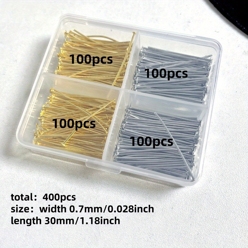 400個入り混合鉄製ヘッドピン 30mm フラットヘッド 鉄 - Jewelry Making Box のレビューと価格