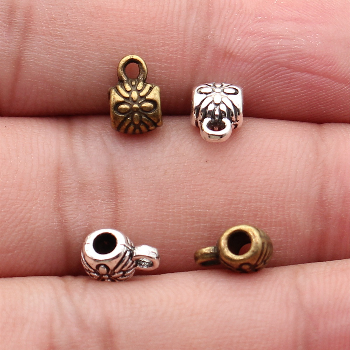 ダブルホローハート大穴ビーズチャームカップルDIYブレスレッ - Jewelry Making For Couples のレビューと価格