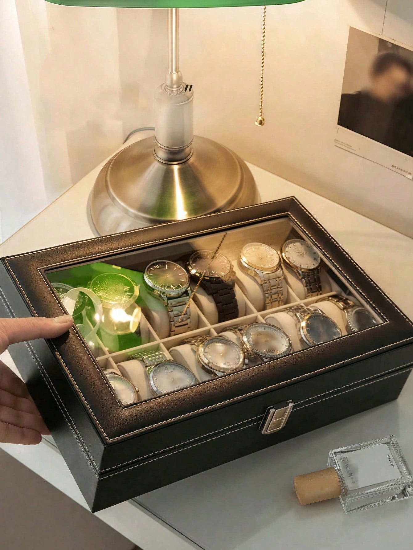 ロック付きレザー時計ボックス、大容量時計ディスプレイケース、 - Jewelry Making Box のレビューと価格