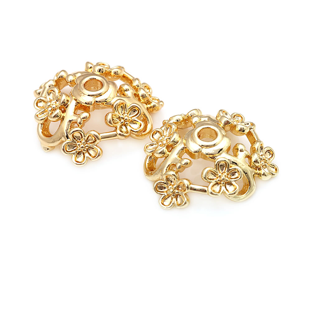 女性のためのフラワーシェイプの真ちゅう製ビーズ,高品質の18 - Bead Cap Flower のレビューと価格