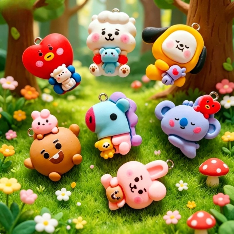 7 個 BT21 樹脂漫画チャーム DIY アクセサリークラ - Jewelry Making Charms のレビューと価格