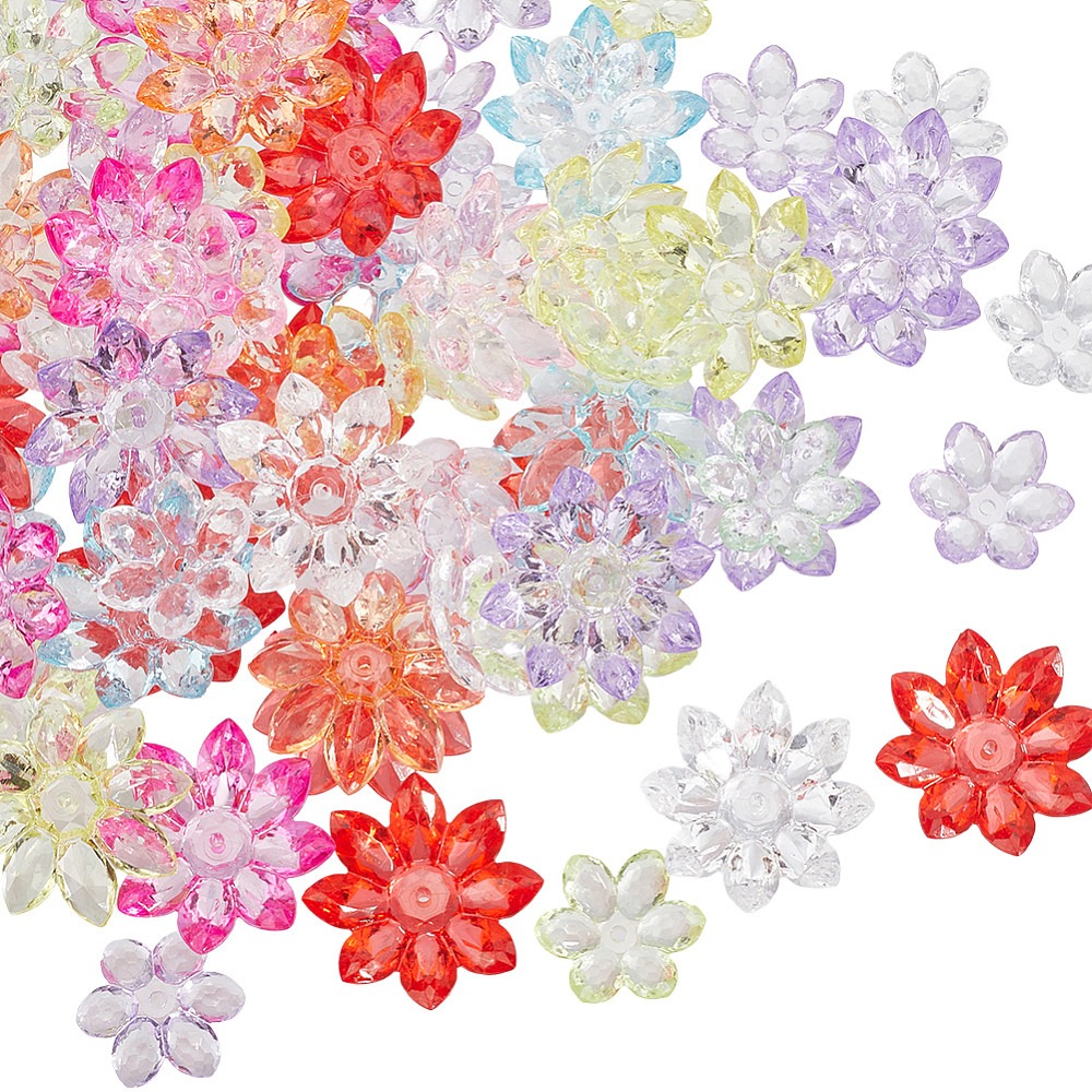 80個 2種類 透明アクリルビーズキャップ フラワー ミック - Bead Cap Flower のレビューと価格
