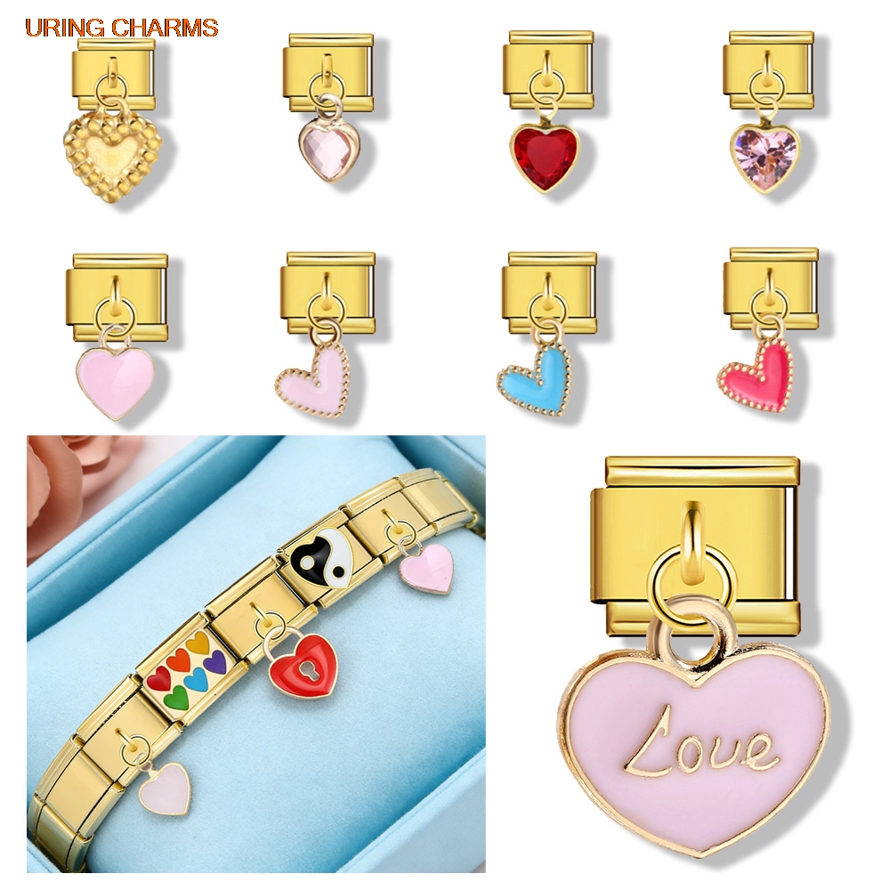 URING 弾性チャームゴールドカラーペンダントラブハートイ - Jewelry Making For Couples のレビューと価格