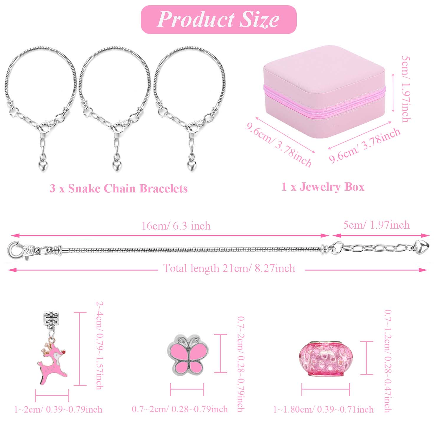 68個のピンクビーズジュエリーセット、ピンクのジュエリーボッ - Jewelry Making Box のレビューと価格