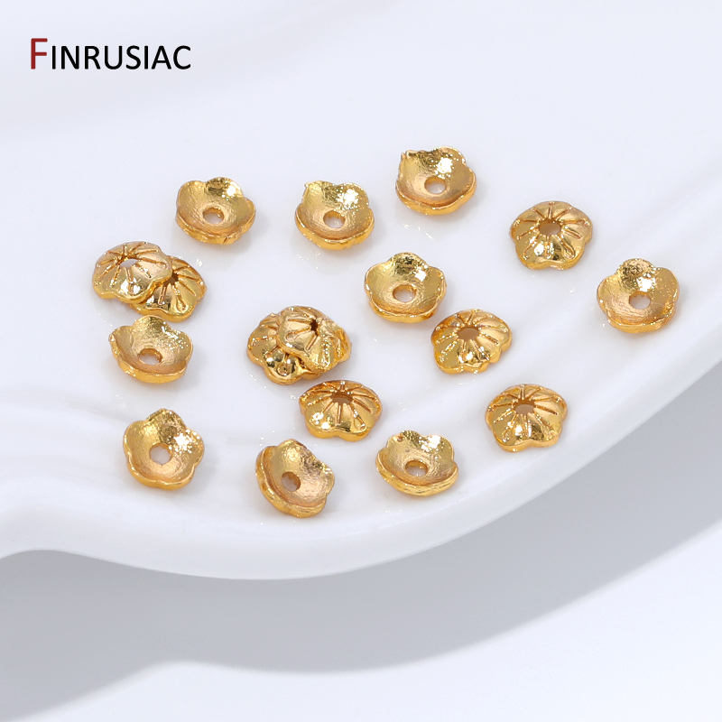 18K金メッキ真鍮製4mm小ビーズキャップ、ジュエリー製作用 - Bead Cap Flower のレビューと価格
