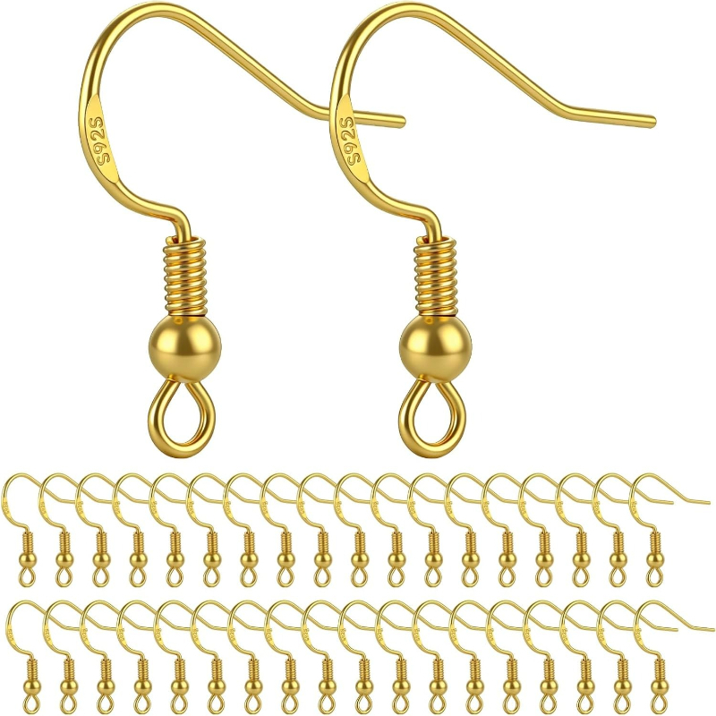 50個入り金メッキ925シルバータグイヤリングフック、ボール - Jewelry Making Gold Wire のレビューと価格