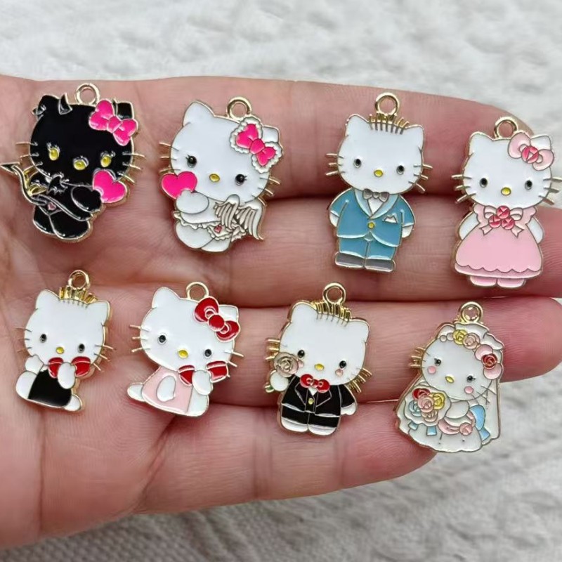 10 個漫画エナメルカップル猫チャームかわいい金属動物猫ペン - Jewelry Making For Couples のレビューと価格
